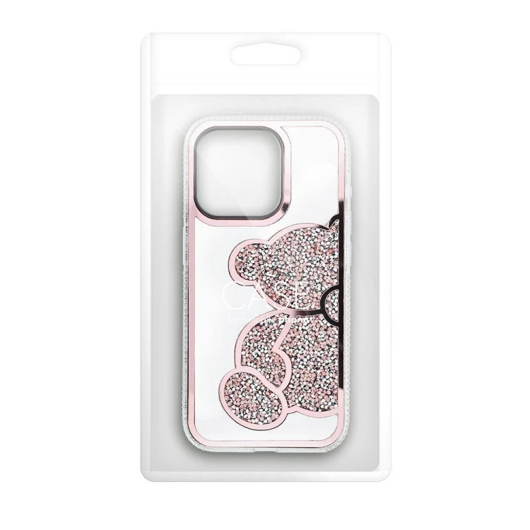 Etui do iPhone 11 Teddy Bear Różowe Brokatowe z Misiem