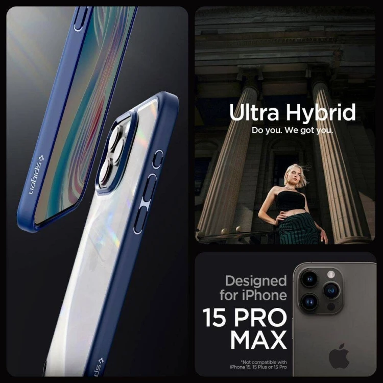 Niezawodne etui hybrydowe Spigen Ultra Hybrid do iPhone 16 Pro Max – Navy Blue