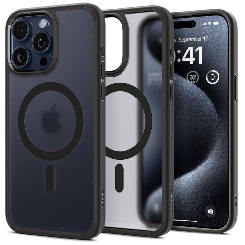 Niezawodne etui hybrydowe Spigen Ultra Hybrid Mag do iPhone 16 Pro – Frost Black (Kompatybilne z MagSafe)