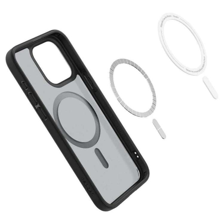 Niezawodne etui hybrydowe Spigen Ultra Hybrid Mag do iPhone 16 Pro – Frost Black (Kompatybilne z MagSafe)