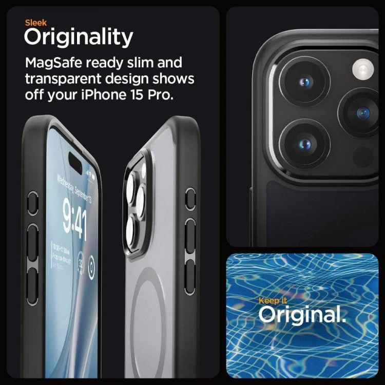 Niezawodne etui hybrydowe Spigen Ultra Hybrid Mag do iPhone 16 Pro – Frost Black (Kompatybilne z MagSafe)