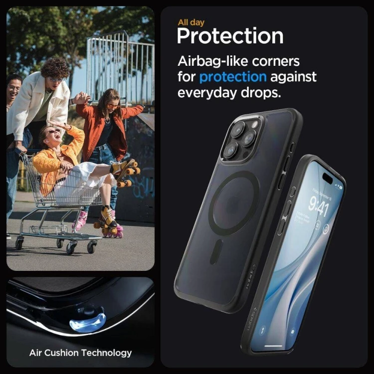Niezawodne etui hybrydowe Spigen Ultra Hybrid Mag do iPhone 16 Pro – Frost Black (Kompatybilne z MagSafe)