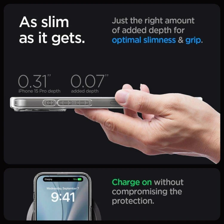 Niezawodne etui hybrydowe Spigen Ultra Hybrid Mag do iPhone 16 Pro – Frost Black (Kompatybilne z MagSafe)