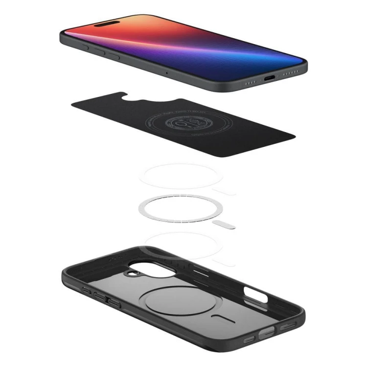 Ultra-cienkie etui hybrydowe Spigen Thin Fit Mag do iPhone 16 Plus – Black (Kompatybilne z MagSafe)