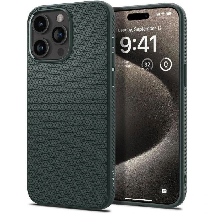 Smukłe etui ochronne Spigen Liquid Air do iPhone 16 Pro Max – Abyss Green
