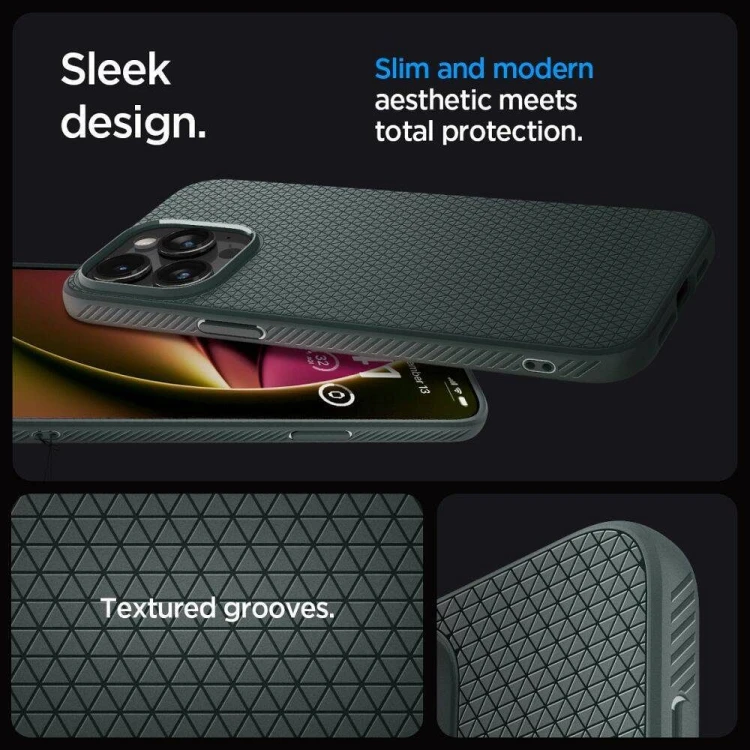 Smukłe etui ochronne Spigen Liquid Air do iPhone 16 Pro Max – Abyss Green