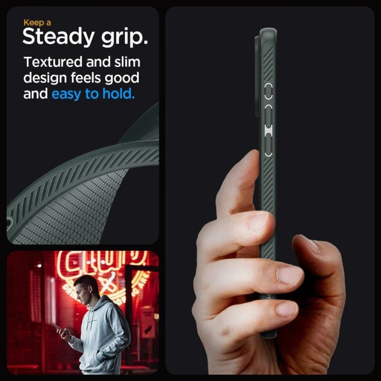 Smukłe etui ochronne Spigen Liquid Air do iPhone 16 Pro Max – Abyss Green