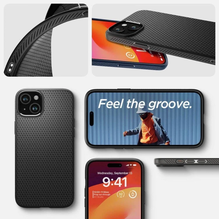 Smukłe etui ochronne Spigen Liquid Air do iPhone 16 Plus – Matte Black