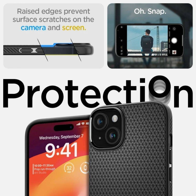 Smukłe etui ochronne Spigen Liquid Air do iPhone 16 Plus – Matte Black