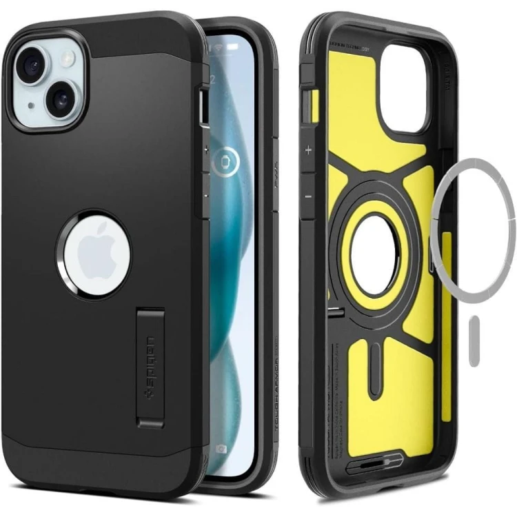 Ekstremalnie wytrzymałe etui Spigen Tough Armor Mag do iPhone 15 – Black (Kompatybilne z MagSafe)