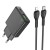 Szybka ładowarka sieciowa Hoco N38 20W (USB-C PD + USB-A QC 3.0) + kabel USB-C do Lightning 1m – czarna