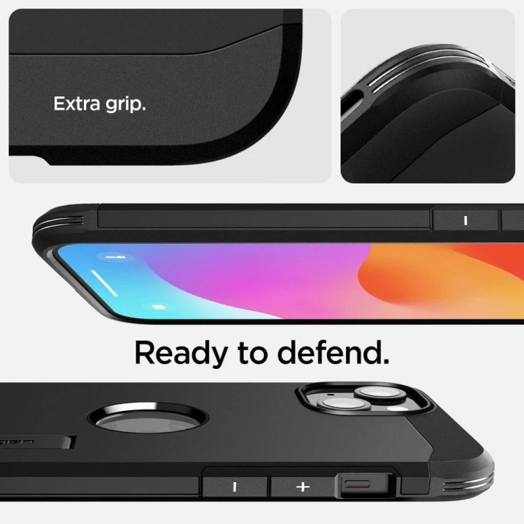 Ekstremalnie wytrzymałe etui Spigen Tough Armor Mag do iPhone 15 – Black (Kompatybilne z MagSafe)