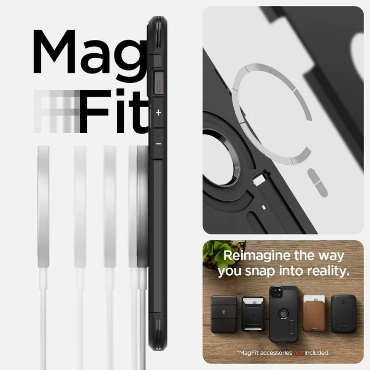 Ekstremalnie wytrzymałe etui Spigen Tough Armor Mag do iPhone 15 – Black (Kompatybilne z MagSafe)