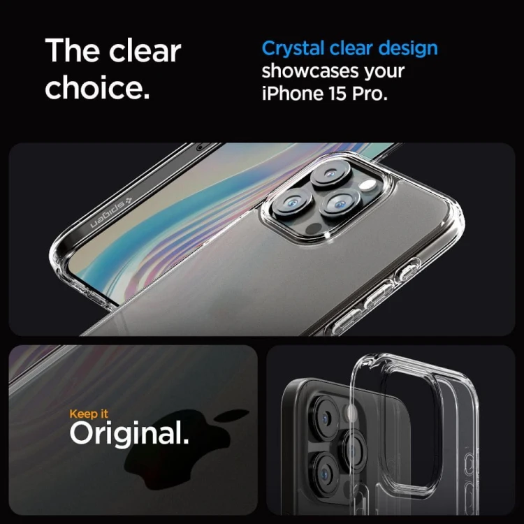 Niezawodne etui hybrydowe Spigen Ultra Hybrid do iPhone 15 Pro – Frost Clear