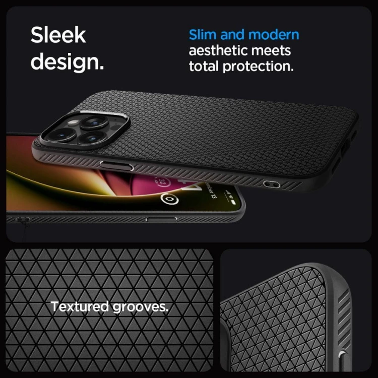 Smukłe etui ochronne Spigen Liquid Air do iPhone 15 Pro – Matte Black