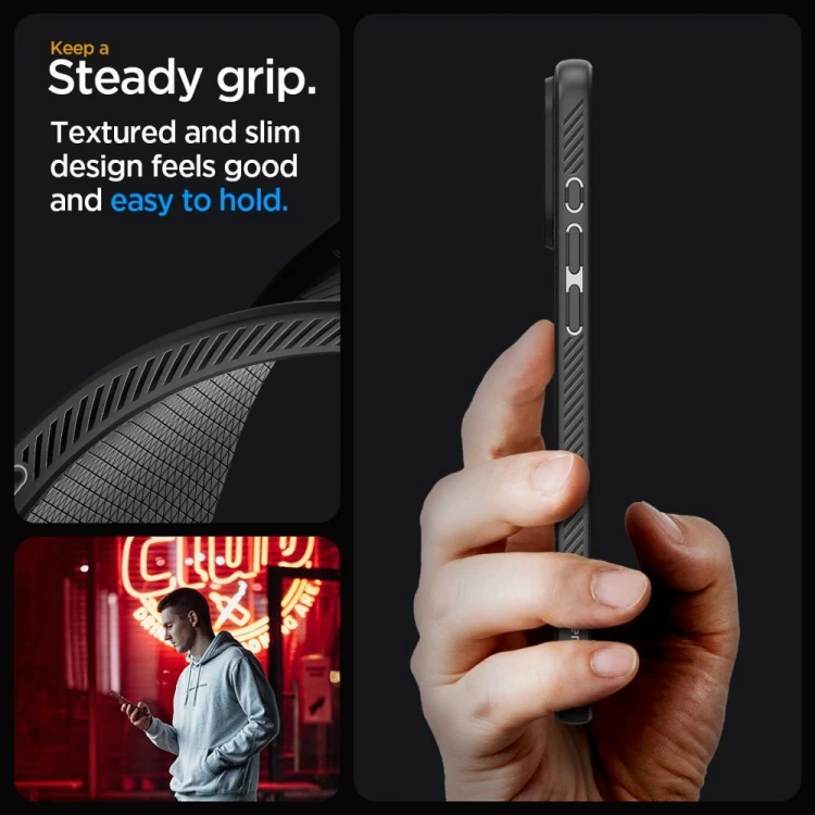 Smukłe etui ochronne Spigen Liquid Air do iPhone 15 Pro – Matte Black
