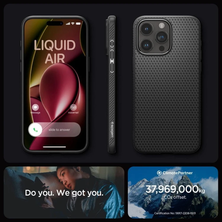 Smukłe etui ochronne Spigen Liquid Air do iPhone 15 Pro – Matte Black