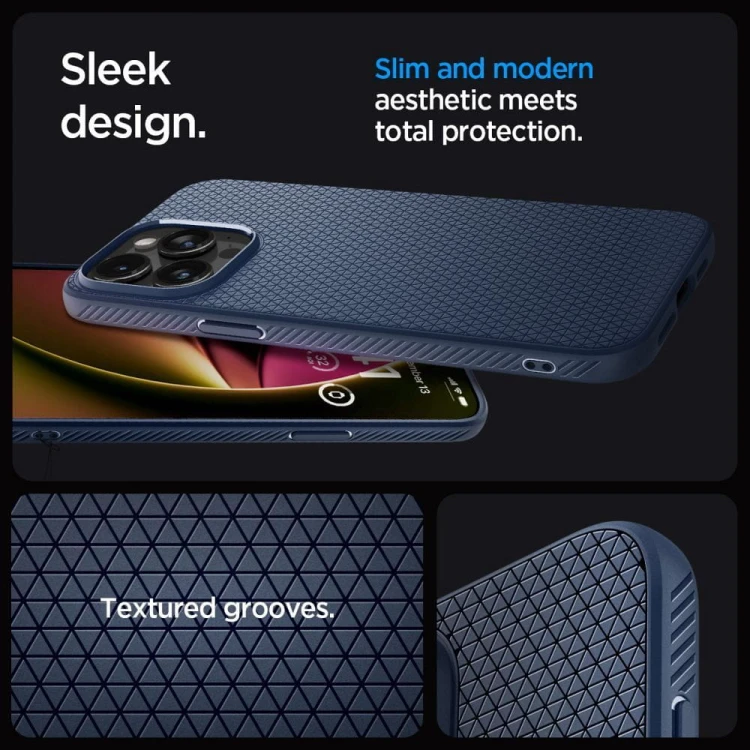 Smukłe etui ochronne Spigen Liquid Air do iPhone 15 Pro Max – Navy Blue