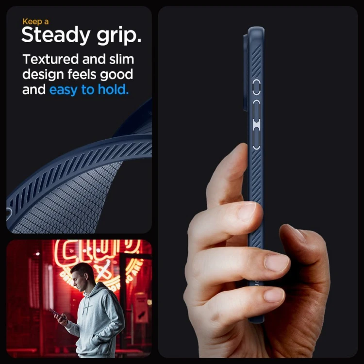 Smukłe etui ochronne Spigen Liquid Air do iPhone 15 Pro Max – Navy Blue