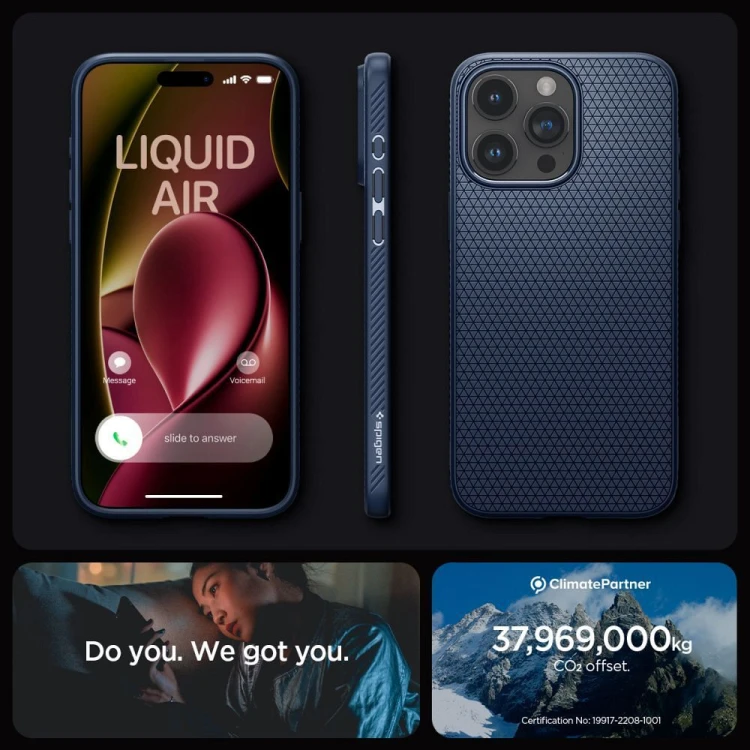 Smukłe etui ochronne Spigen Liquid Air do iPhone 15 Pro Max – Navy Blue