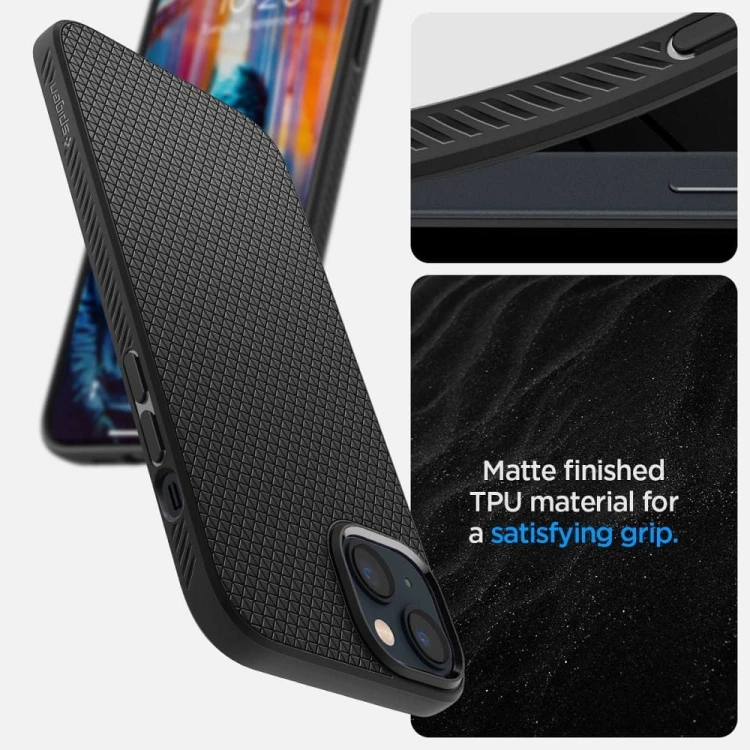 Smukłe etui ochronne Spigen Liquid Air do iPhone 14 – Matte Black
