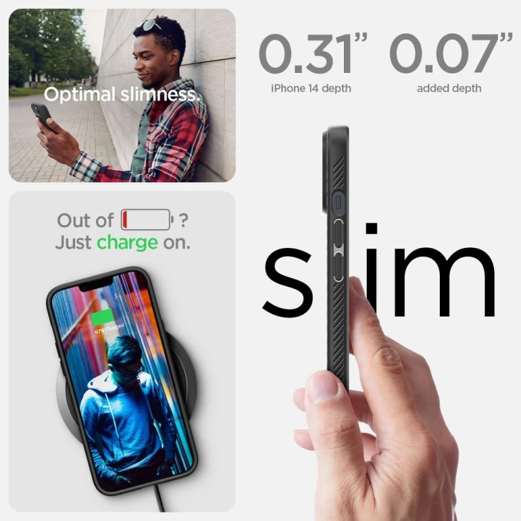 Smukłe etui ochronne Spigen Liquid Air do iPhone 14 – Matte Black
