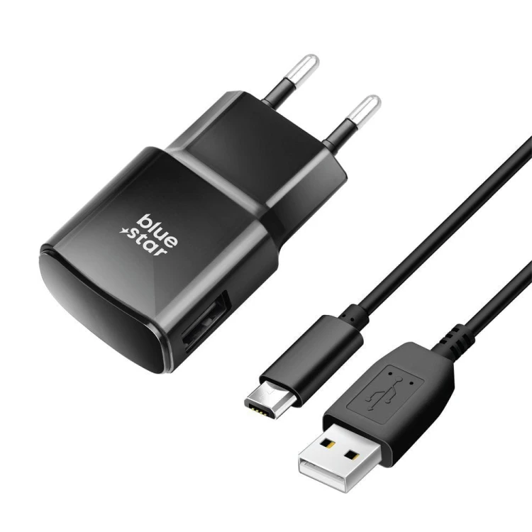 Ładowarka sieciowa Blue Star 10W USB-A Kabel Micro USB TFK-TC-1100B Czarna