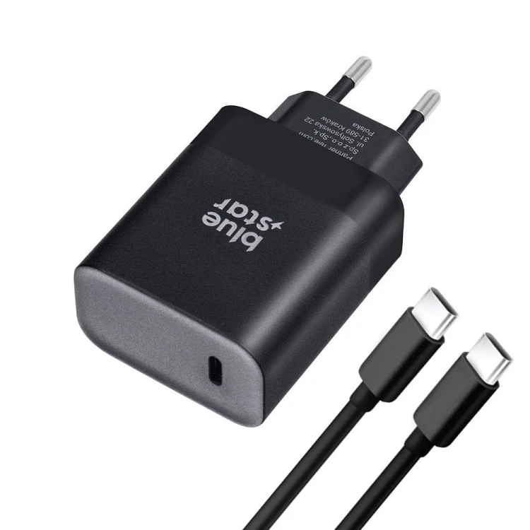Ładowarka sieciowa Blue Star 45W USB-C PD QC4.0 Kabel USB-C Czarna
