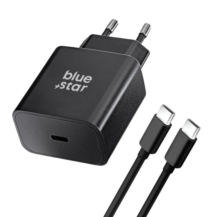 Ładowarka sieciowa Blue Star 25W USB-C PD QC4.0 Kabel USB-C Czarna