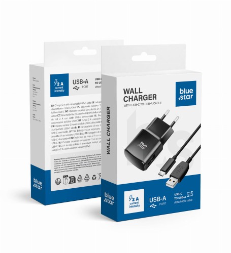 Ładowarka sieciowa Blue Star 10W USB-A Kabel USB-C TFK-TC-1100B Czarna
