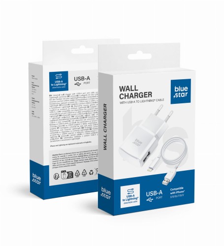 Ładowarka sieciowa Blue Star 5W USB-A Kabel Lightning TFK-TC-1100B Biała