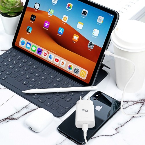 zybka ładowarka sieciowa Blue Star 18W USB-C PD QC4.0 Kabel Lightning Biała