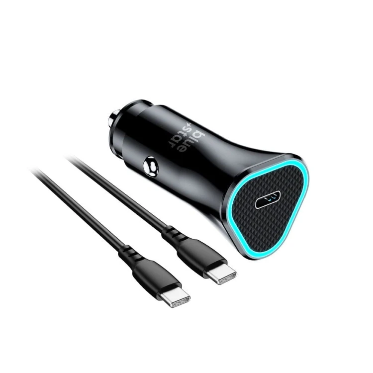 Ładowarka samochodowa Blue Star 20W PD QC3.0 Kabel USB-C 60W Czarna