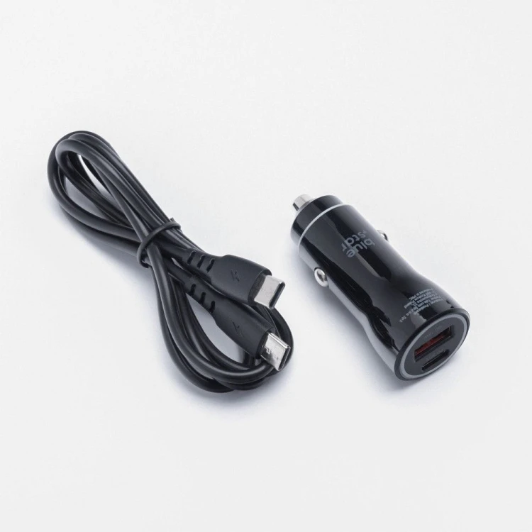 Ładowarka samochodowa Blue Star 30W PD QC3.0 Kabel USB-C 60W Czarna