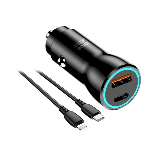 Ładowarka samochodowa Blue Star 25W PD QC3.0 Kabel Lightning Czarna