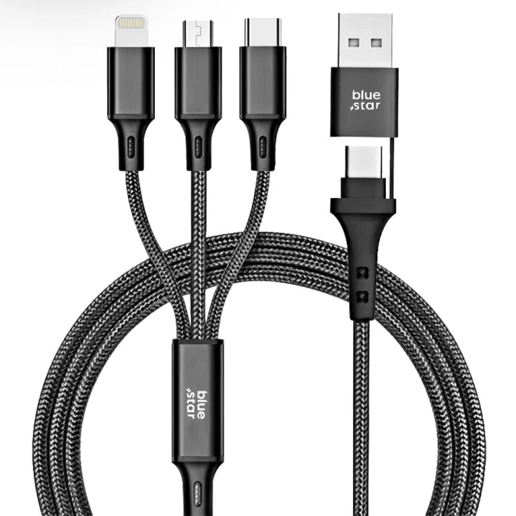 Kabel 4w1 Blue Star Cafule C172 USB-C USB-A do Lightning USB-C Micro 12W 1,2m Czarny