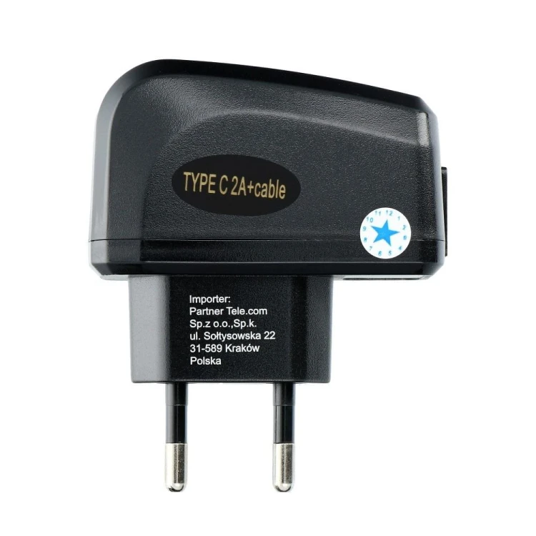 Ładowarka sieciowa Blue Star Lite 10W USB-A Kabel USB-C Czarna