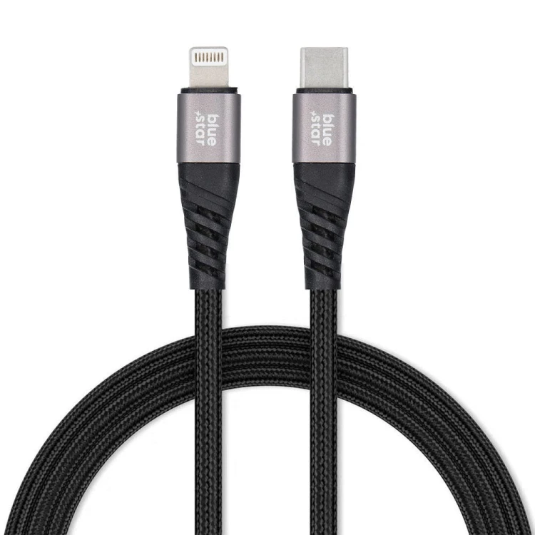 Kabel USB-C do Lightning Blue Star 2,4A Oplot 1,2m Czarny