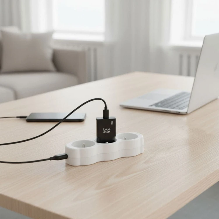 Ładowarka sieciowa Blue Star Slim GaN 20W USB-C PD QC4.0 Czarna