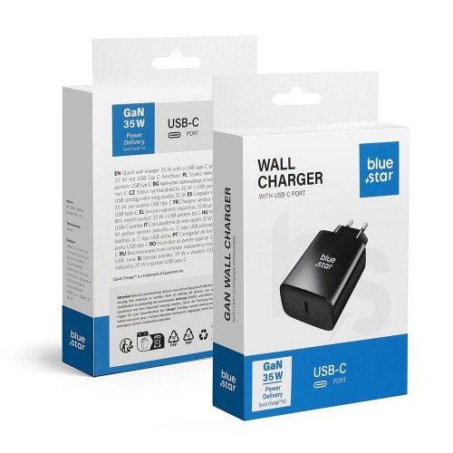 Ładowarka sieciowa Blue Star 35W USB-C PD QC4.0 AFC Czarna TFB-TC-35WPD
