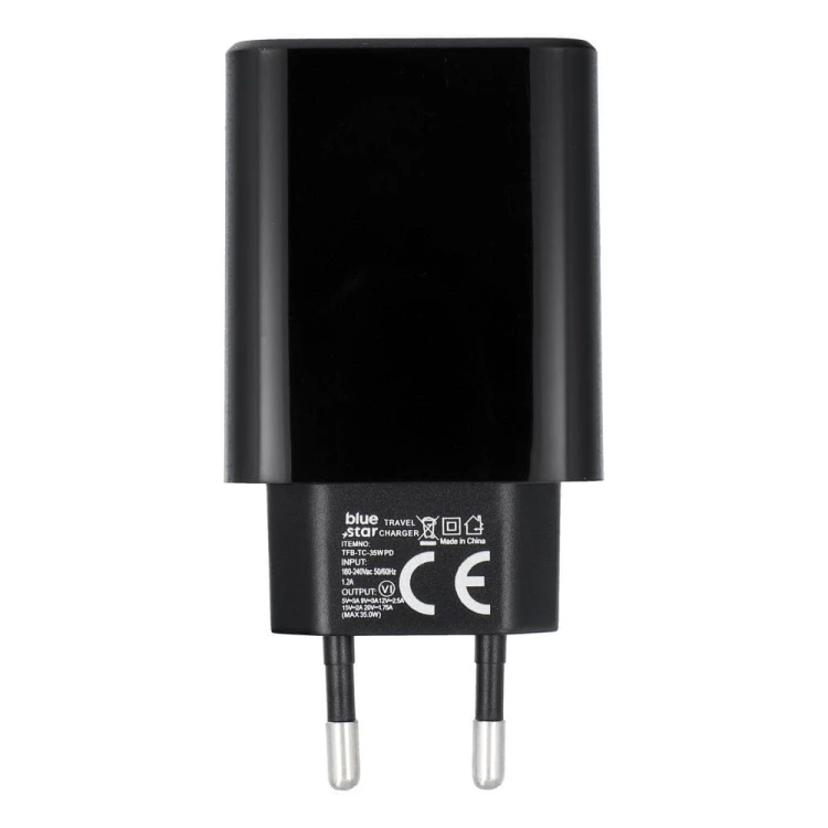 Ładowarka sieciowa Blue Star 35W USB-C PD QC4.0 AFC Czarna TFB-TC-35WPD