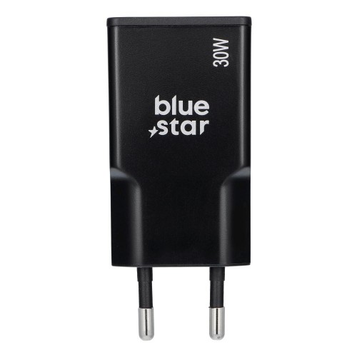 Ładowarka sieciowa Blue Star Slim GaN 30W 2xUSB-C PD SFC2.0 Czarna