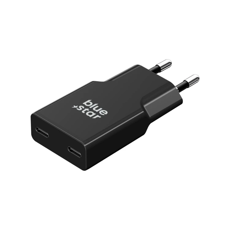 Ładowarka sieciowa Blue Star Slim GaN 30W 2xUSB-C PD SFC2.0 Czarna