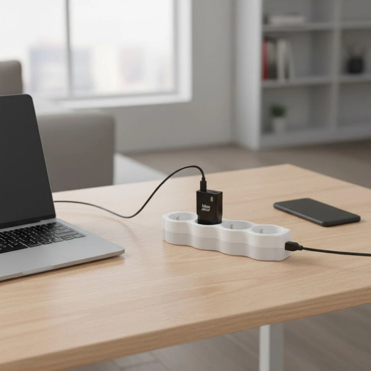 Ładowarka sieciowa Blue Star Slim GaN 30W 2xUSB-C PD SFC2.0 Czarna