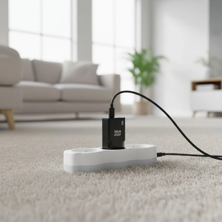 Ładowarka sieciowa Blue Star Slim GaN 30W 2xUSB-C PD SFC2.0 Czarna