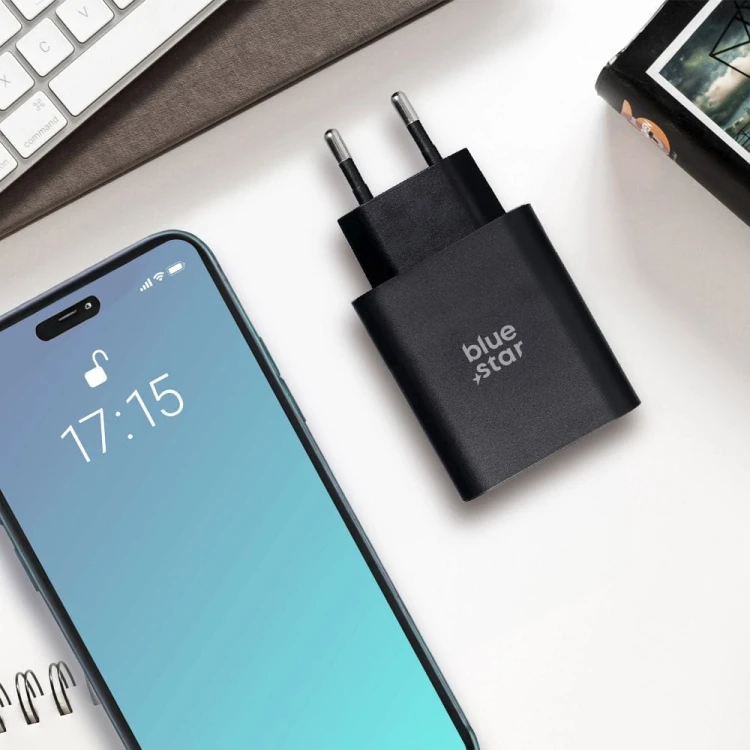 Ładowarka sieciowa Blue Star 25W USB-C USB-A PD QC4.0 Czarna TFB-TC-25WPD