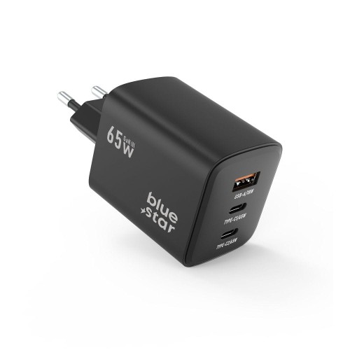 Ładowarka sieciowa Blue Star GaN 65W 2xUSB-C USB-A SFC2.0 PD Czarna