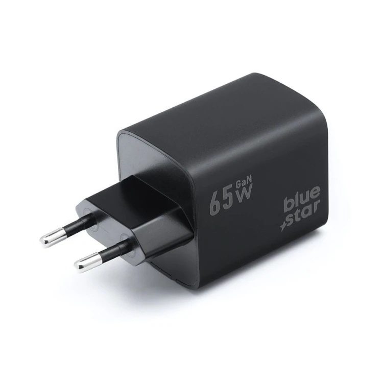 Ładowarka sieciowa Blue Star GaN 65W 2xUSB-C USB-A SFC2.0 PD Czarna
