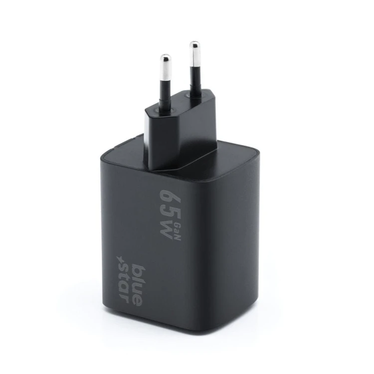 Ładowarka sieciowa Blue Star GaN 65W 2xUSB-C USB-A SFC2.0 PD Czarna