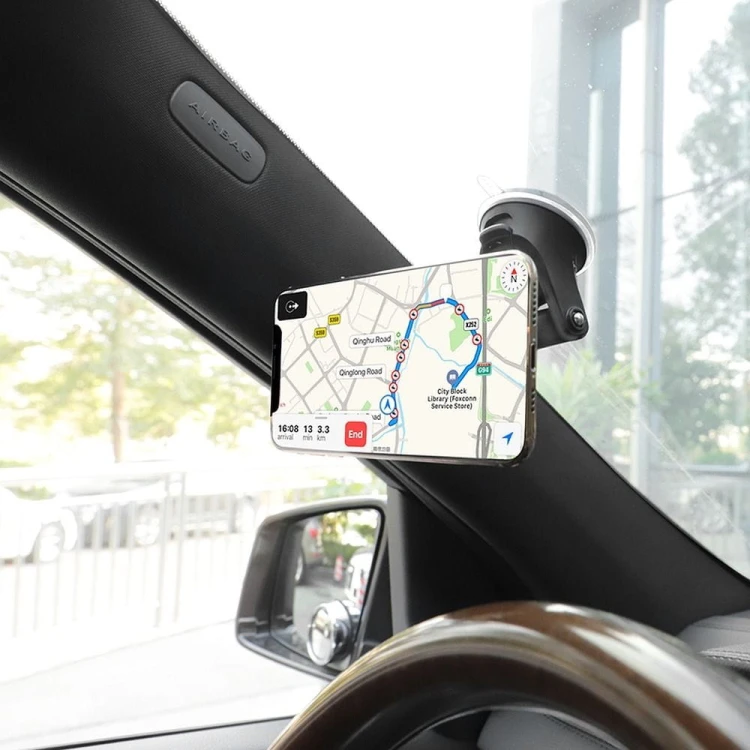 Magnetyczny uchwyt samochodowy Hoco CA42 Cool Journey – do szyby i deski rozdzielczej – czarno-czerwony